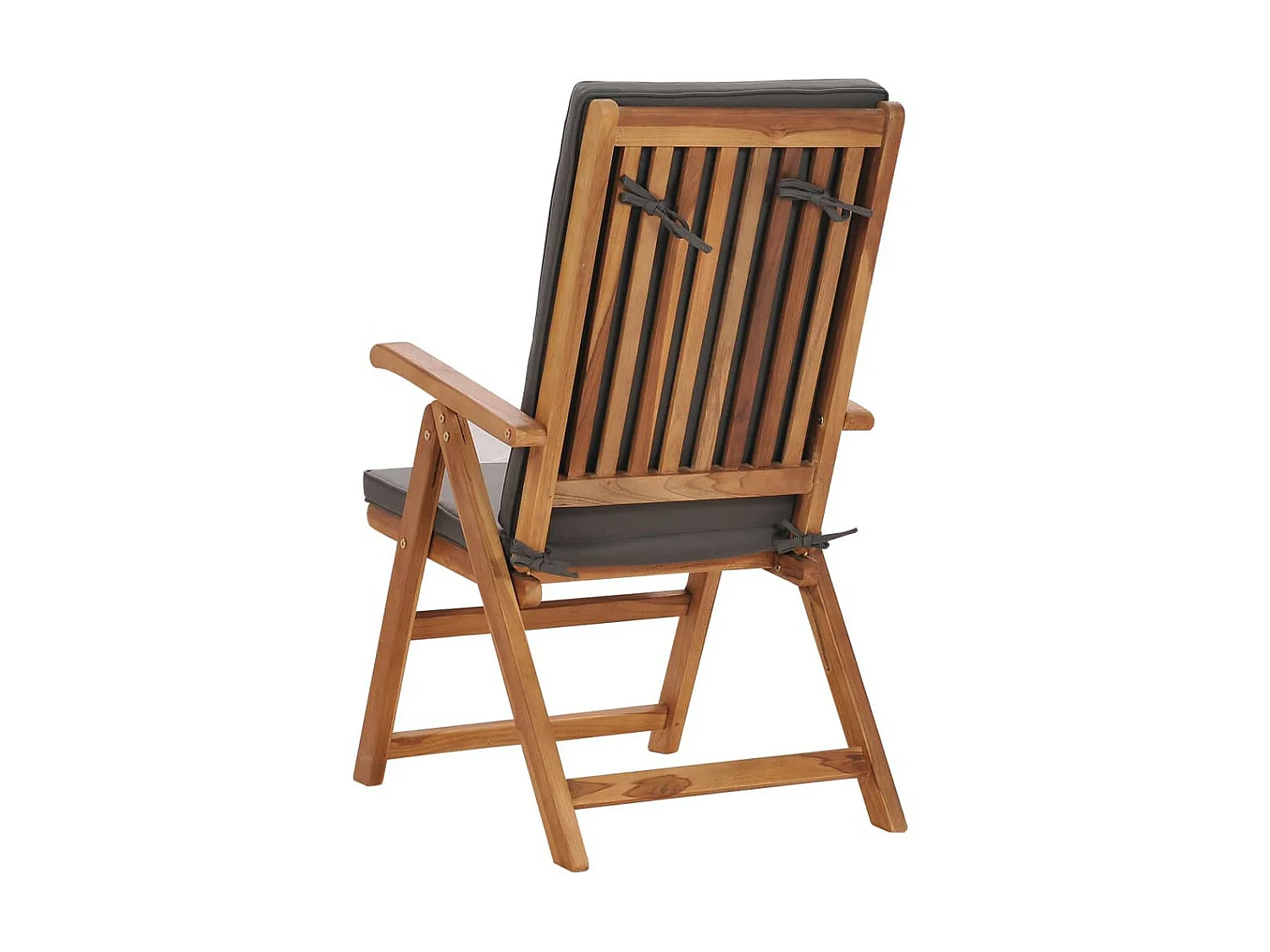 Chaises inclinables 2 pcs avec coussins Teck solide Gris