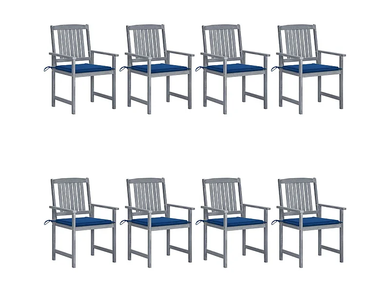 Chaises de jardin avec coussins 8 pcs Bois d'acacia solide Gris 17