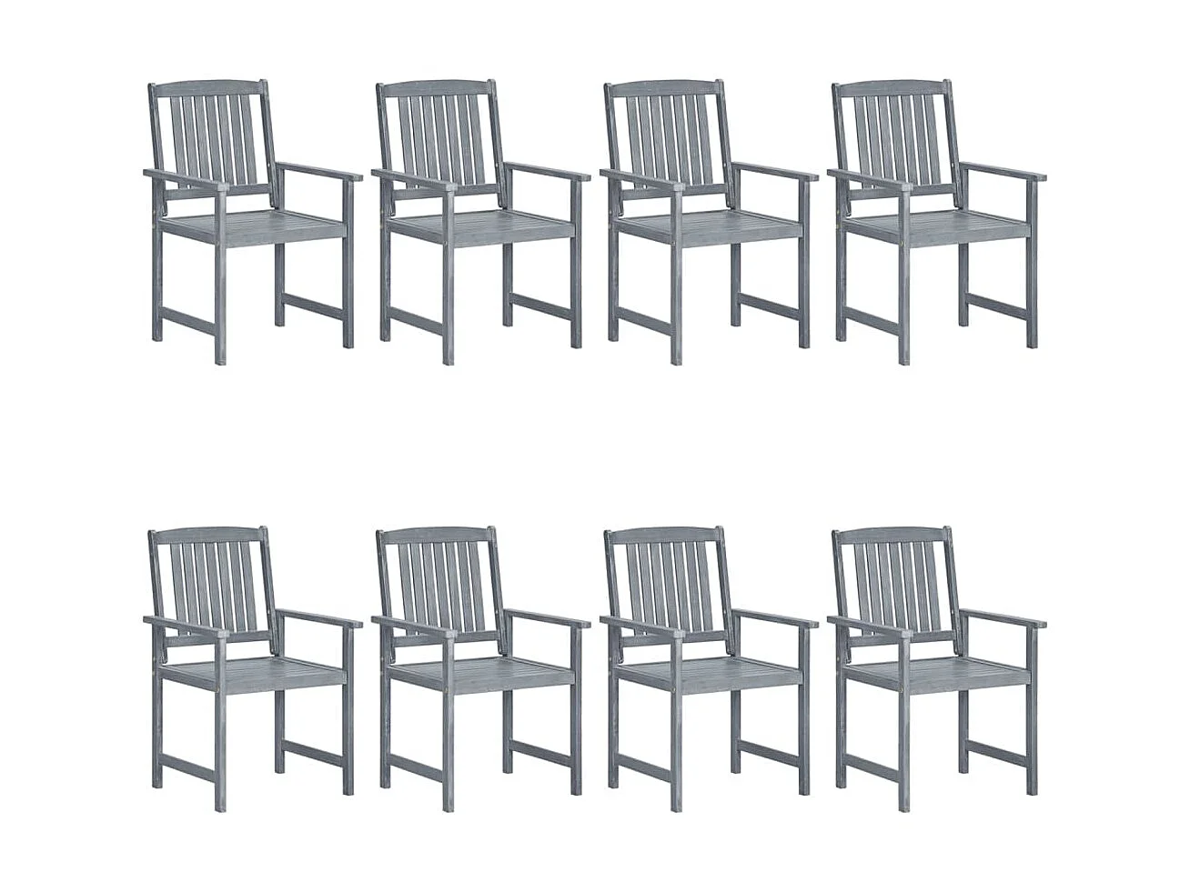 Chaises de jardin avec coussins 8 pcs Bois d'acacia solide Gris 17