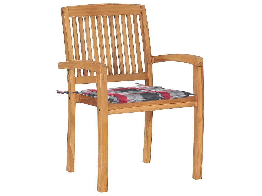 Chaises de jardin empilables avec coussins 4 pcs Teck solide 25