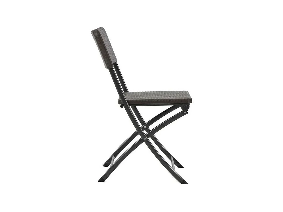 Chaise de jardin polyéthylène noir et métal Nesly - Lot de 4