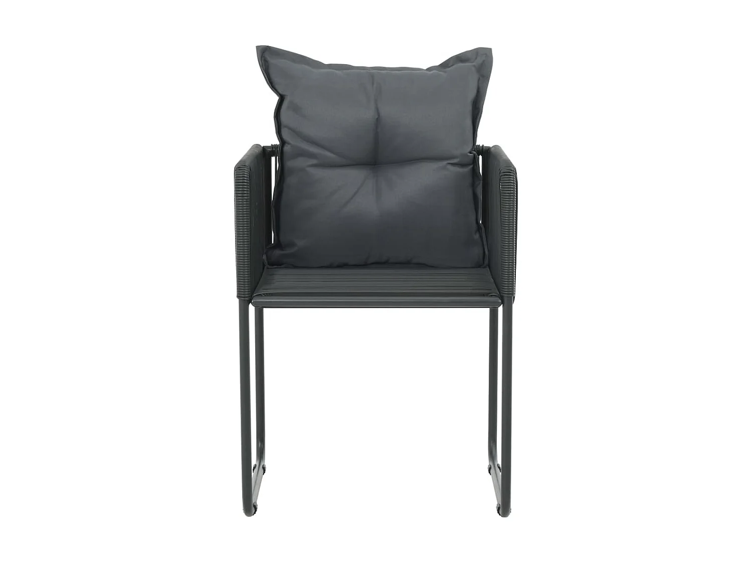 Chaises d'extérieur 4 pcs avec oreillers Résine tressée Noir