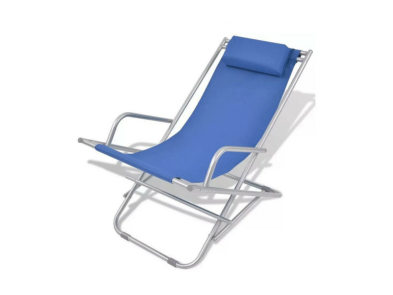 Chaise de jardin pliante PVC bleu et métal Kinga - Lot de 2