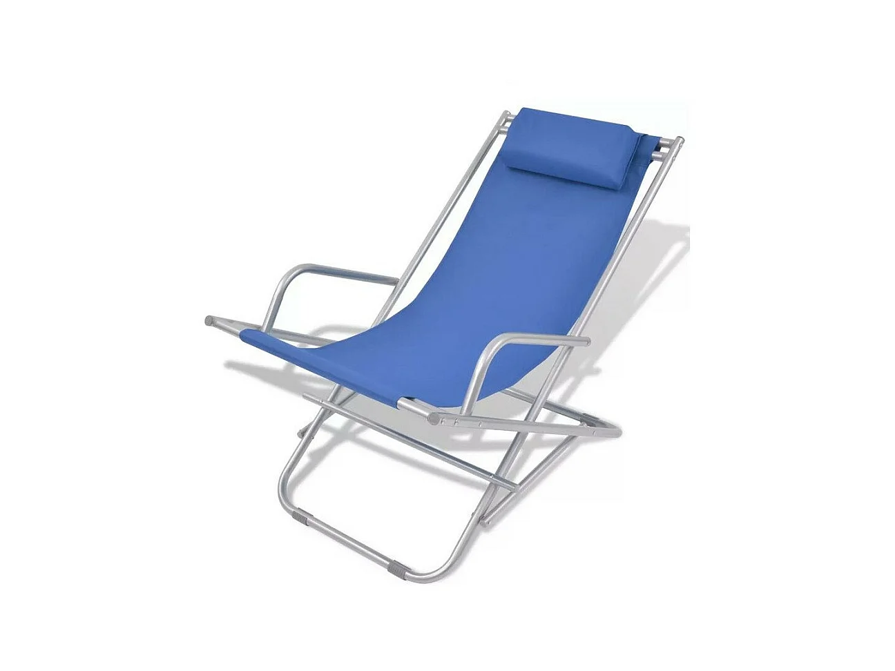 Chaise de jardin pliante PVC bleu et métal Kinga - Lot de 2