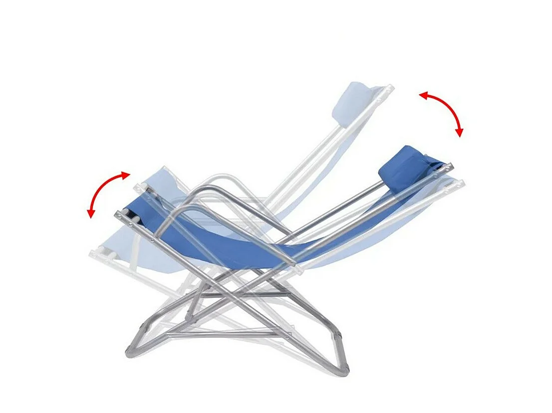 Chaise de jardin pliante PVC bleu et métal Kinga - Lot de 2