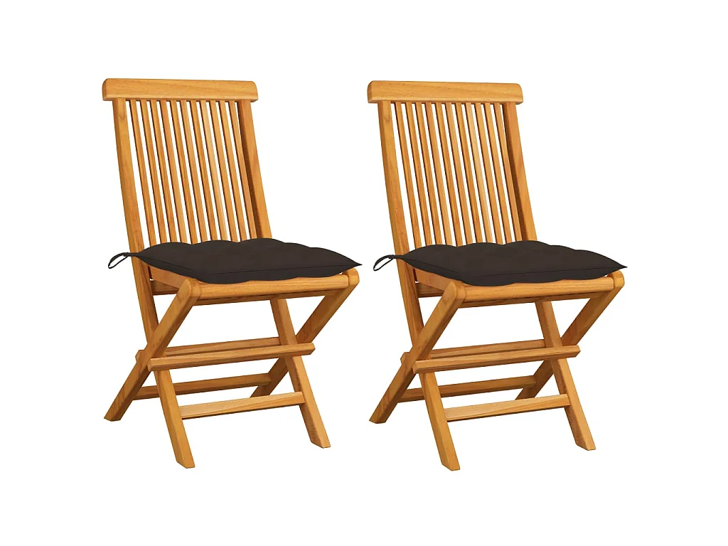 Chaises de jardin avec coussins taupe 2 pcs Bois de teck massif 3