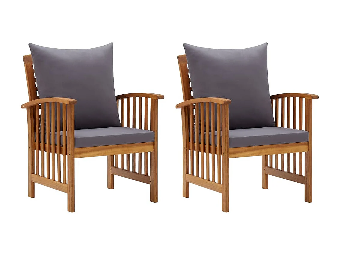 Chaises de jardin avec coussins 2 pcs Bois d'acacia massif 13