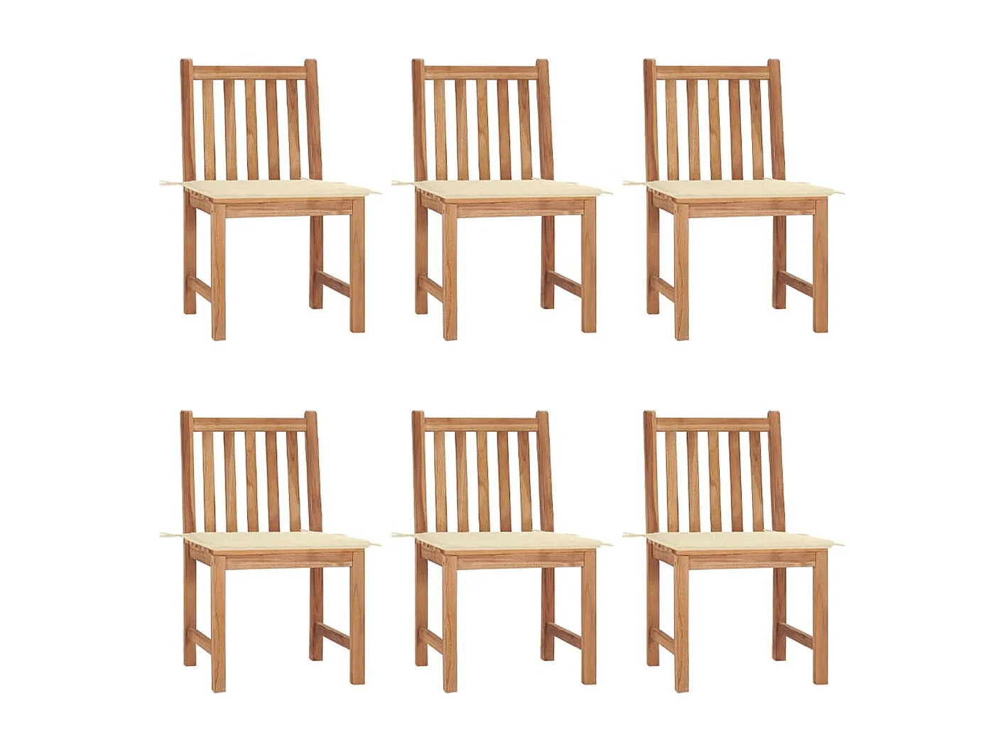 Chaises de jardin 6 pcs avec coussins Bois de teck massif 26