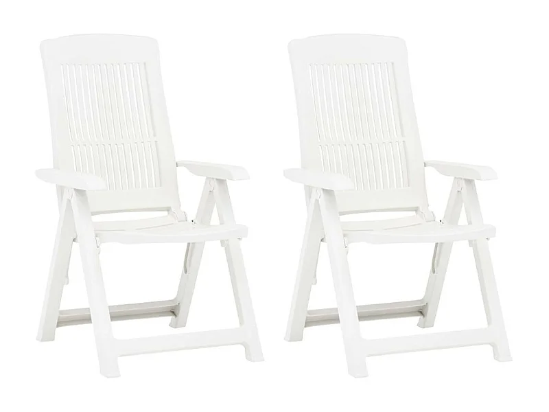 Chaises inclinables de jardin 2 pcs Plastique Blanc