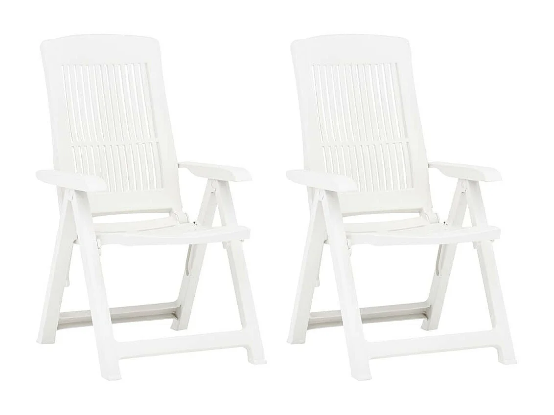 Chaises inclinables de jardin 2 pcs Plastique Blanc