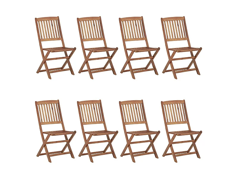 Chaises pliables d'extérieur 8 pcs Bois d'acacia solide