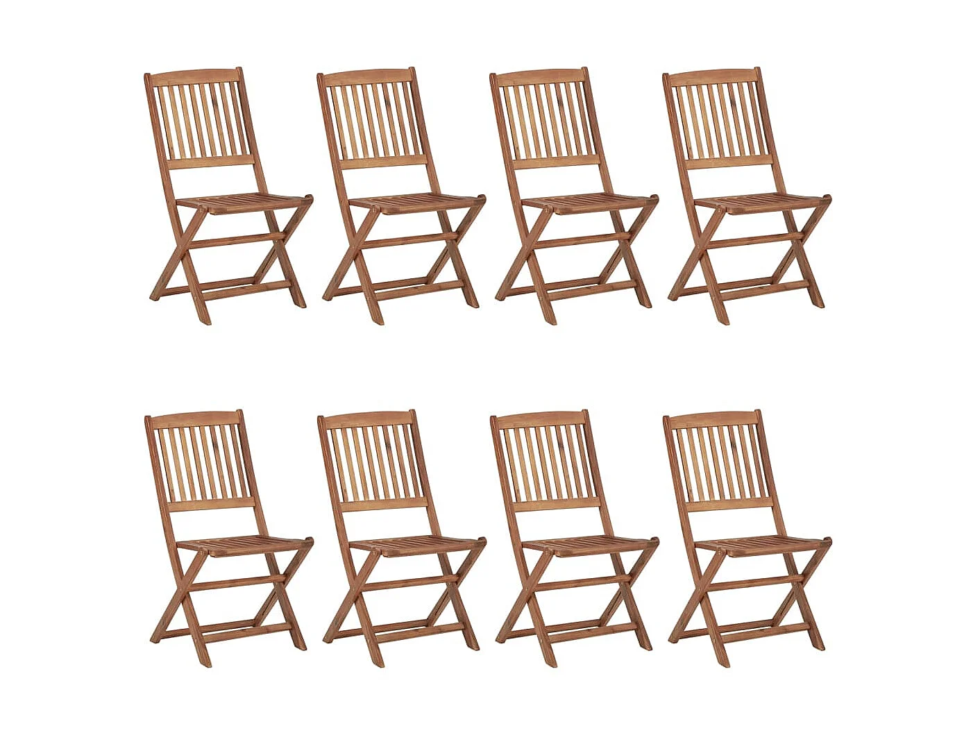 Chaises pliables d'extérieur 8 pcs Bois d'acacia solide