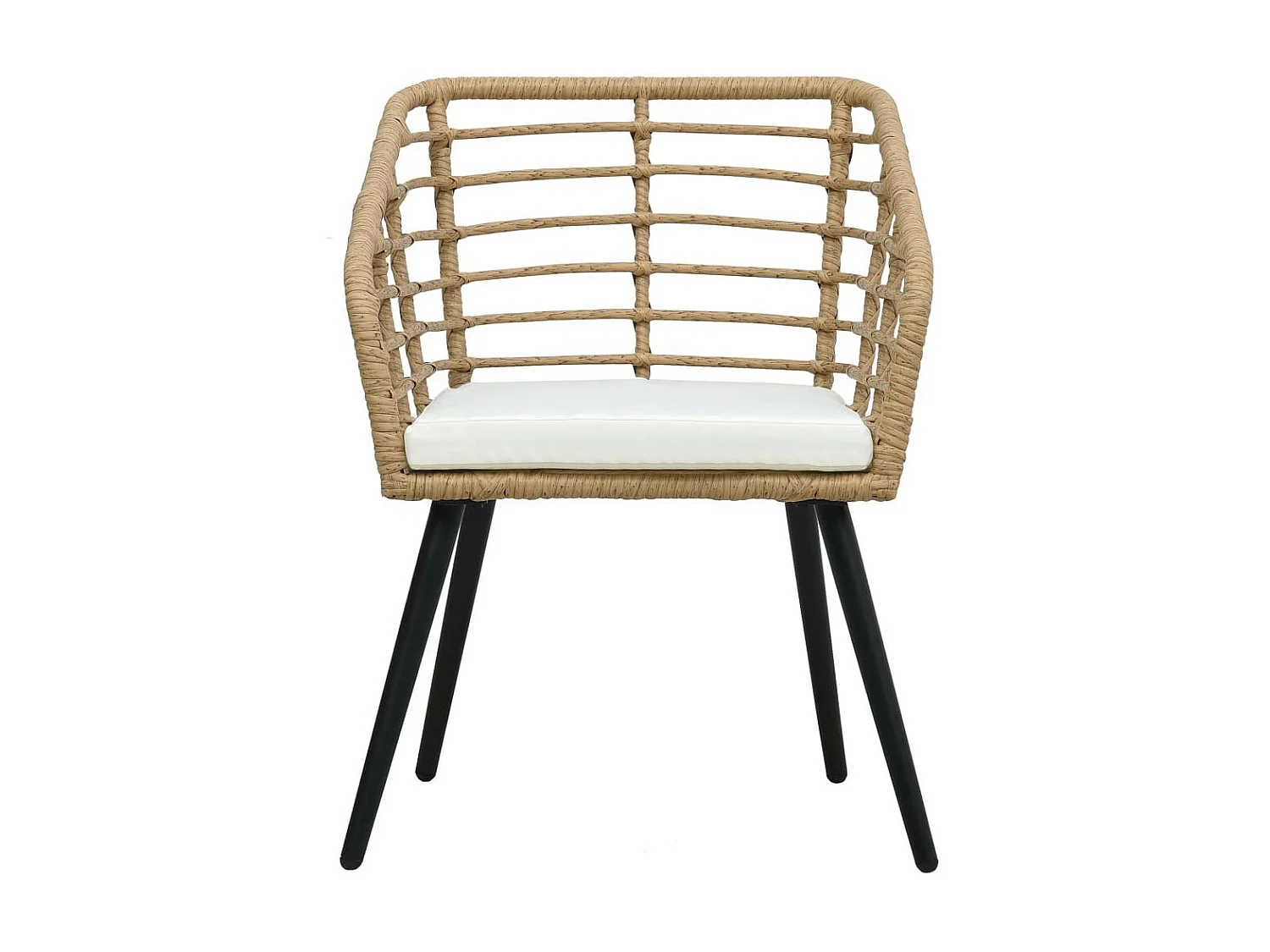 Sillas de jardín 2 uds con cojines ratán sintético color roble Marrón