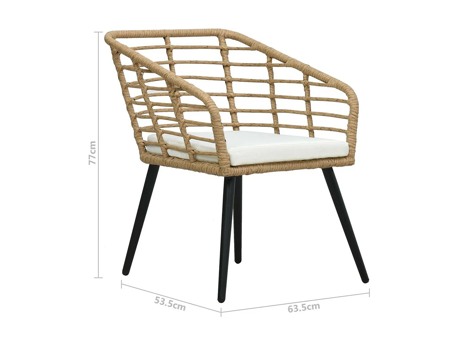 Sillas de jardín 2 uds con cojines ratán sintético color roble Marrón