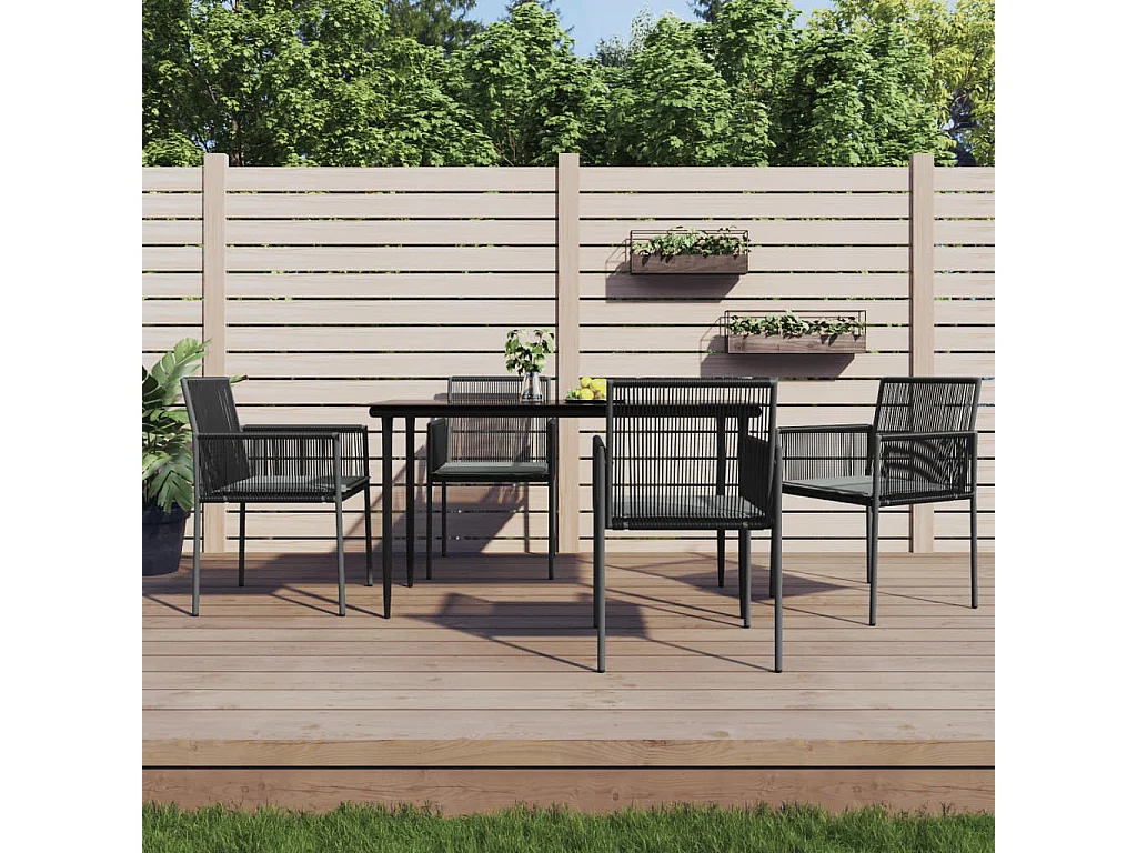 Chaises de jardin et coussins lot de 4 noir 54x60,5x83,5