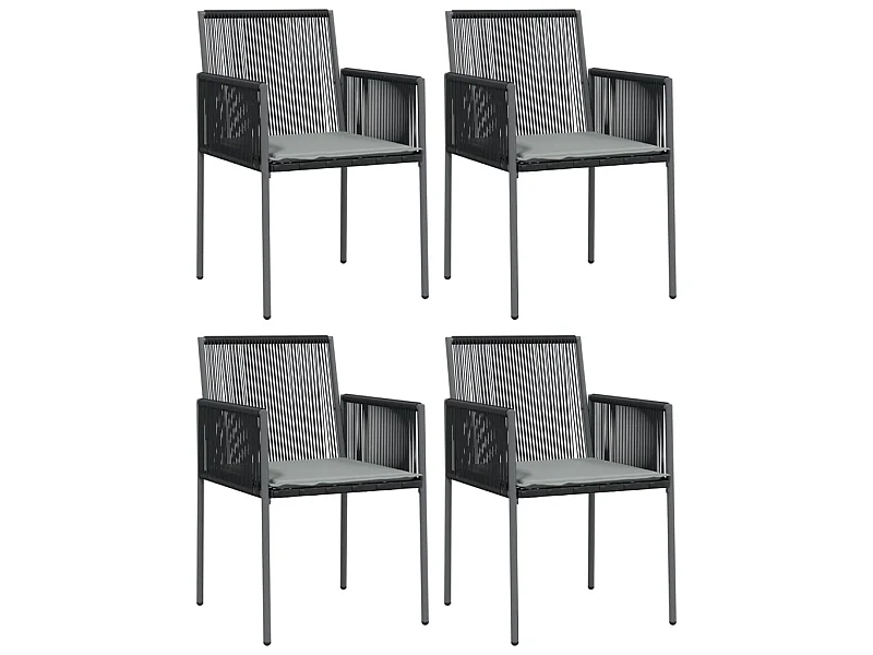 Chaises de jardin et coussins lot de 4 noir 54x60,5x83,5