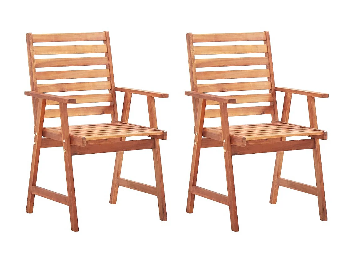 Chaises à dîner d'extérieur 2 pcs avec coussins Acacia massif 53