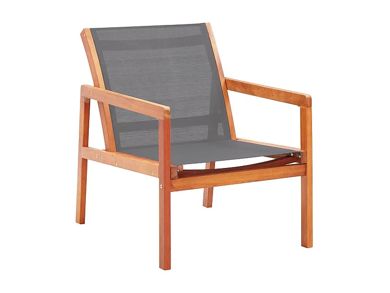 Chaise de jardin Gris Bois d'eucalyptus solide et textilène
