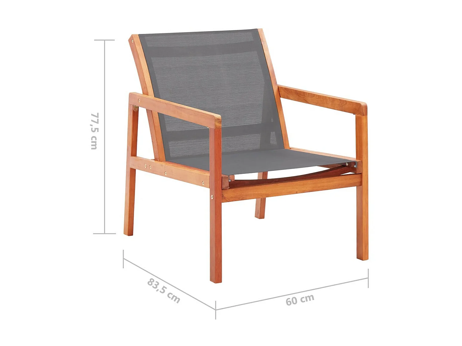 Chaise de jardin Gris Bois d'eucalyptus solide et textilène