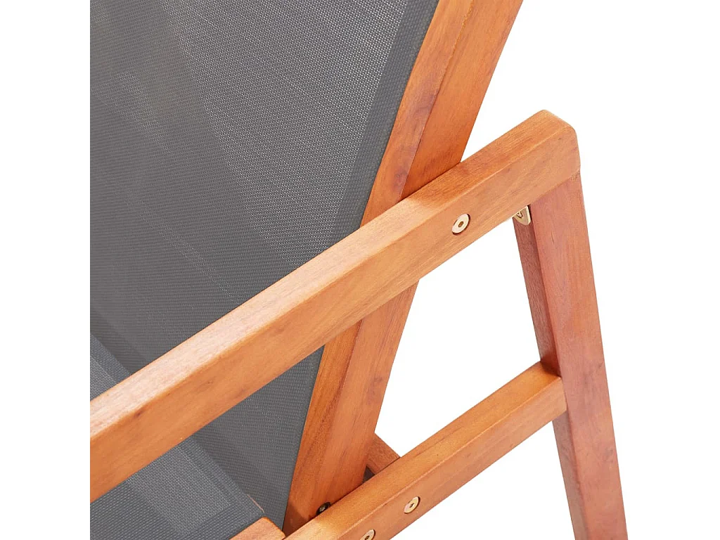 Chaise de jardin Gris Bois d'eucalyptus solide et textilène