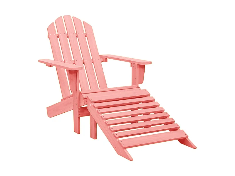 Chaise de jardin Adirondack avec pouf Bois de sapin solide Rose