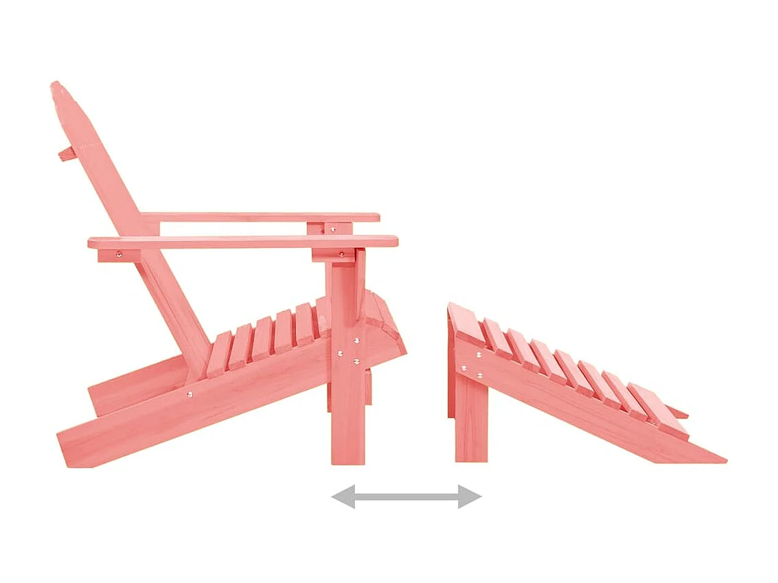 Chaise de jardin Adirondack avec pouf Bois de sapin solide Rose