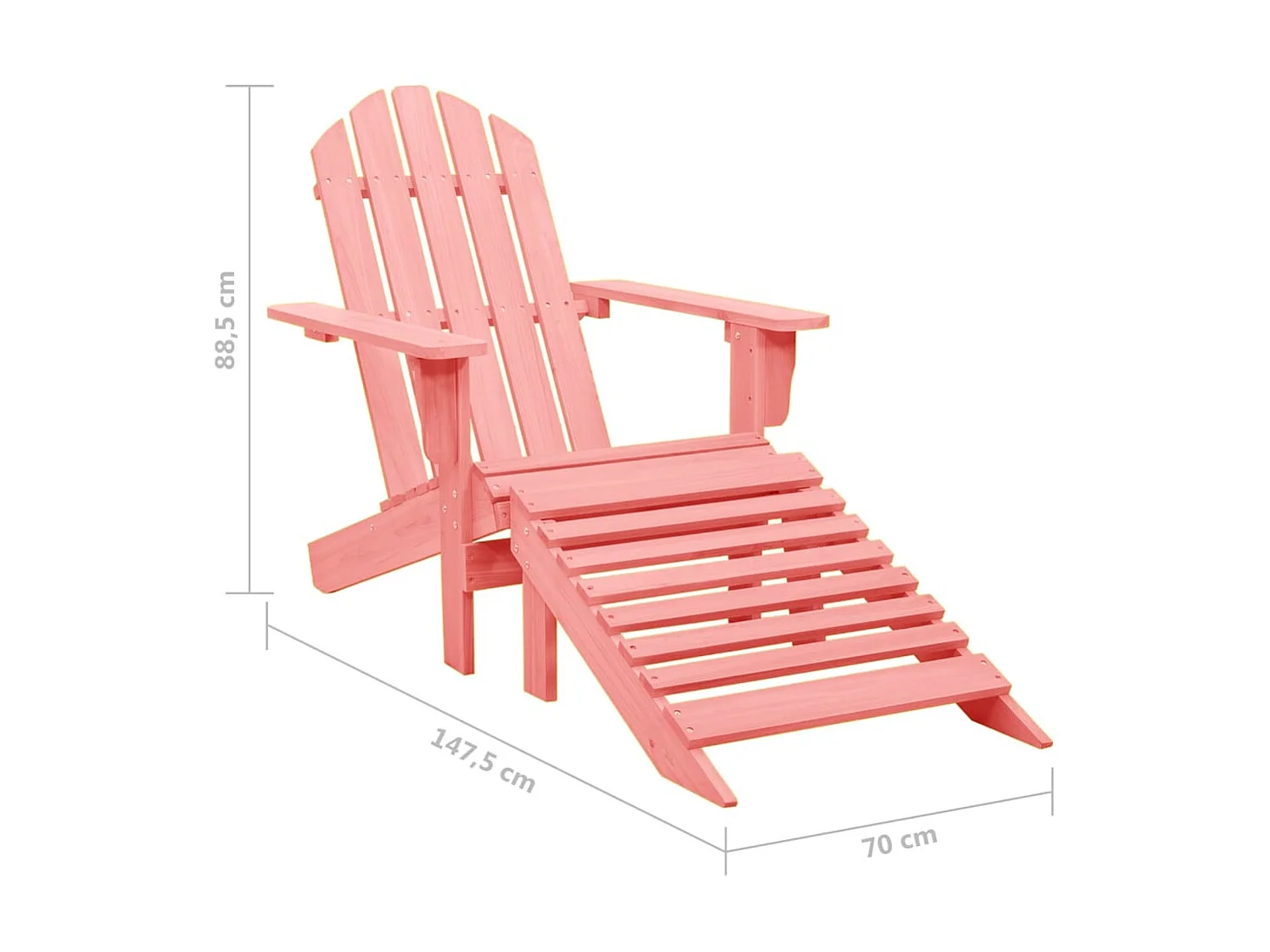 Chaise de jardin Adirondack avec pouf Bois de sapin solide Rose