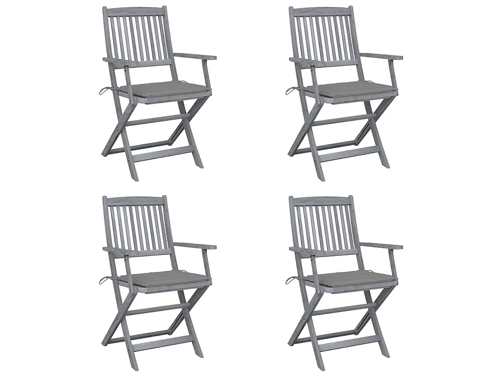 Chaises pliables d'extérieur 4 pcs avec coussins Bois d'acacia 50
