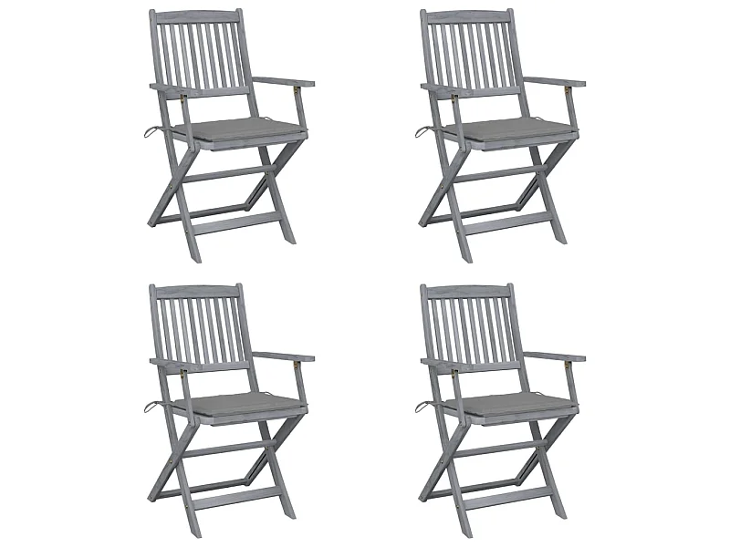 Chaises pliables d'extérieur 4 pcs avec coussins Bois d'acacia 50