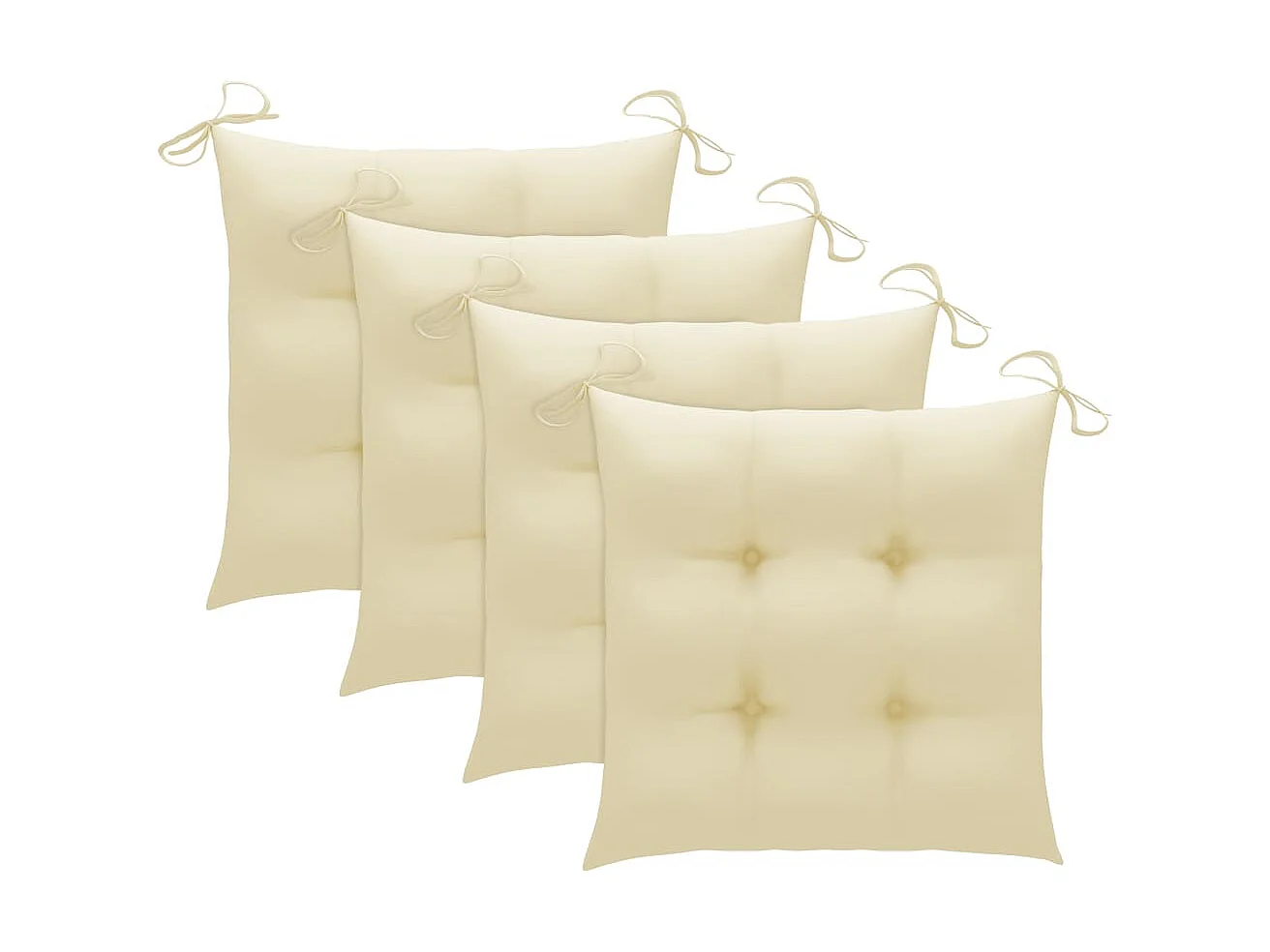 Chaises de jardin avec coussins blanc crème 4 pcs Teck massif 2
