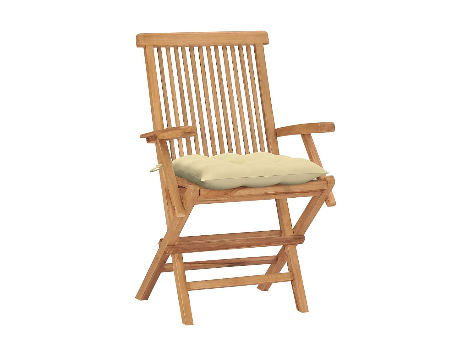 Chaises de jardin avec coussins blanc crème 4 pcs Teck massif 2