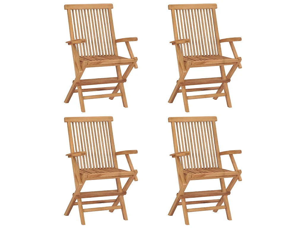 Chaises de jardin avec coussins blanc crème 4 pcs Teck massif 2