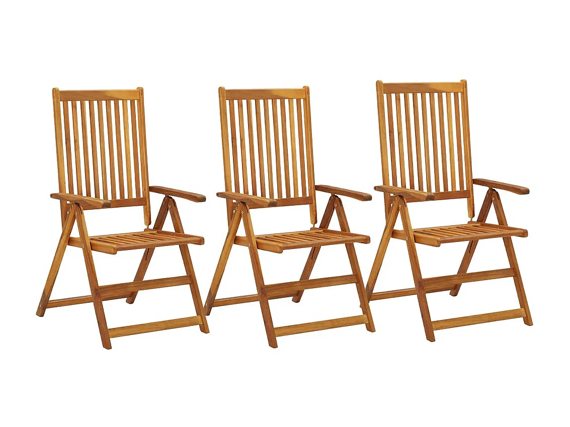 Chaises inclinables de jardin 3 pcs Bois solide d'acacia