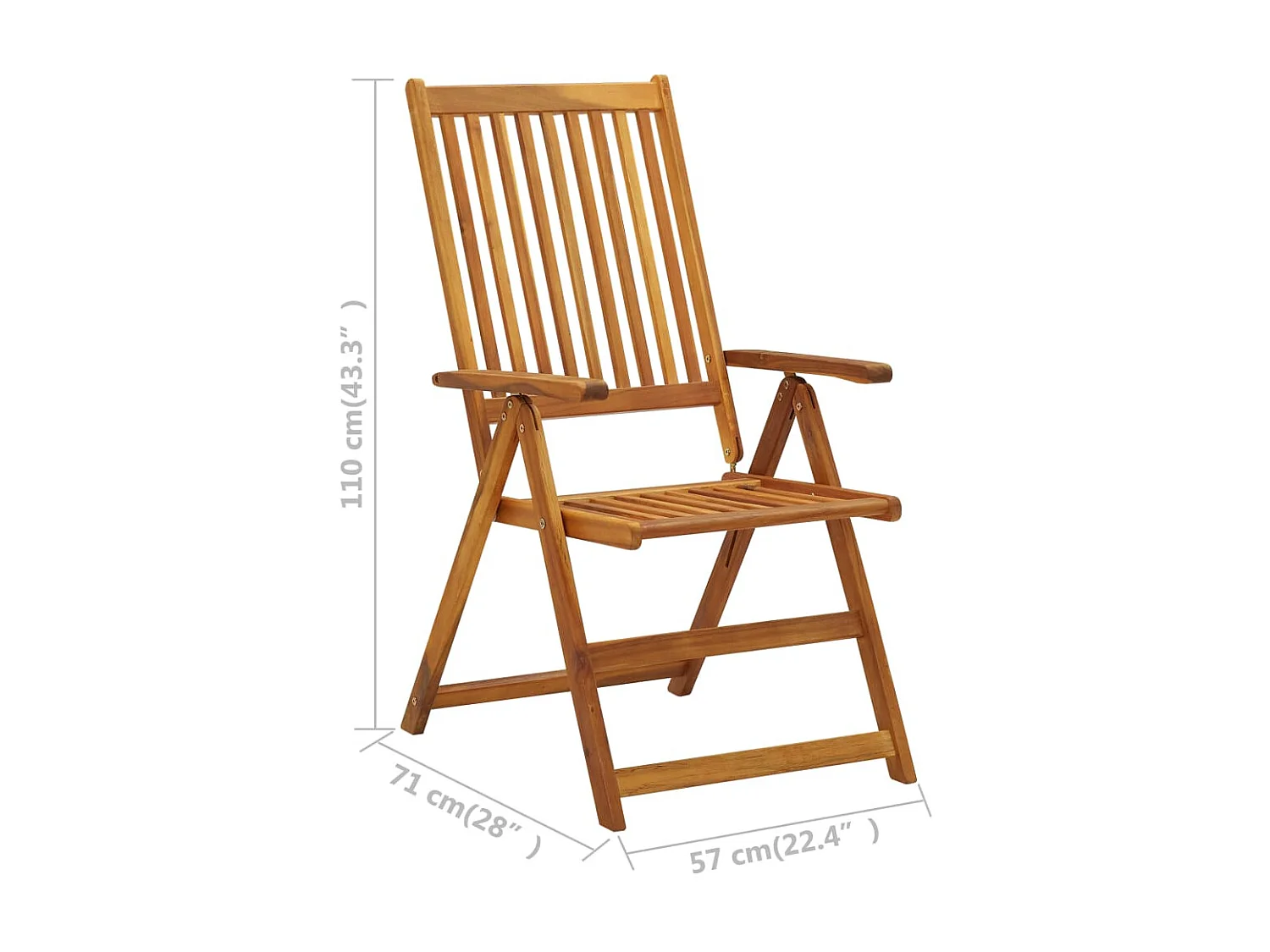 Chaises inclinables de jardin 3 pcs Bois solide d'acacia