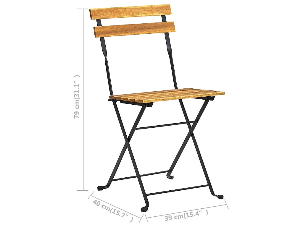 Chaises de bistro pliables 4 pcs Bois d'acacia massif