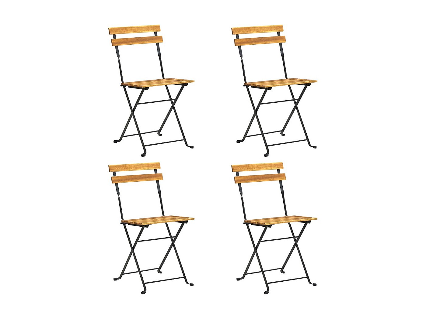 2 Chaises Bistro Pliables En Acacia Massif - 80cm H - Design Rustique Pour Jardin Et Terrasse