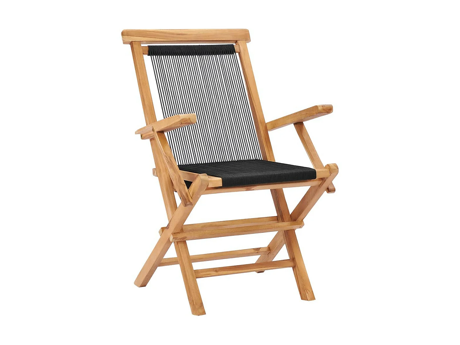 Chaises pliables de jardin 2 pcs Bois de teck solide et corde 2
