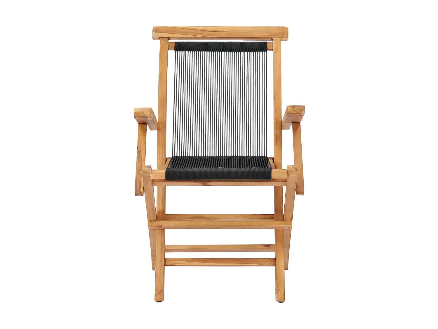 Chaises pliables de jardin 2 pcs Bois de teck solide et corde 2