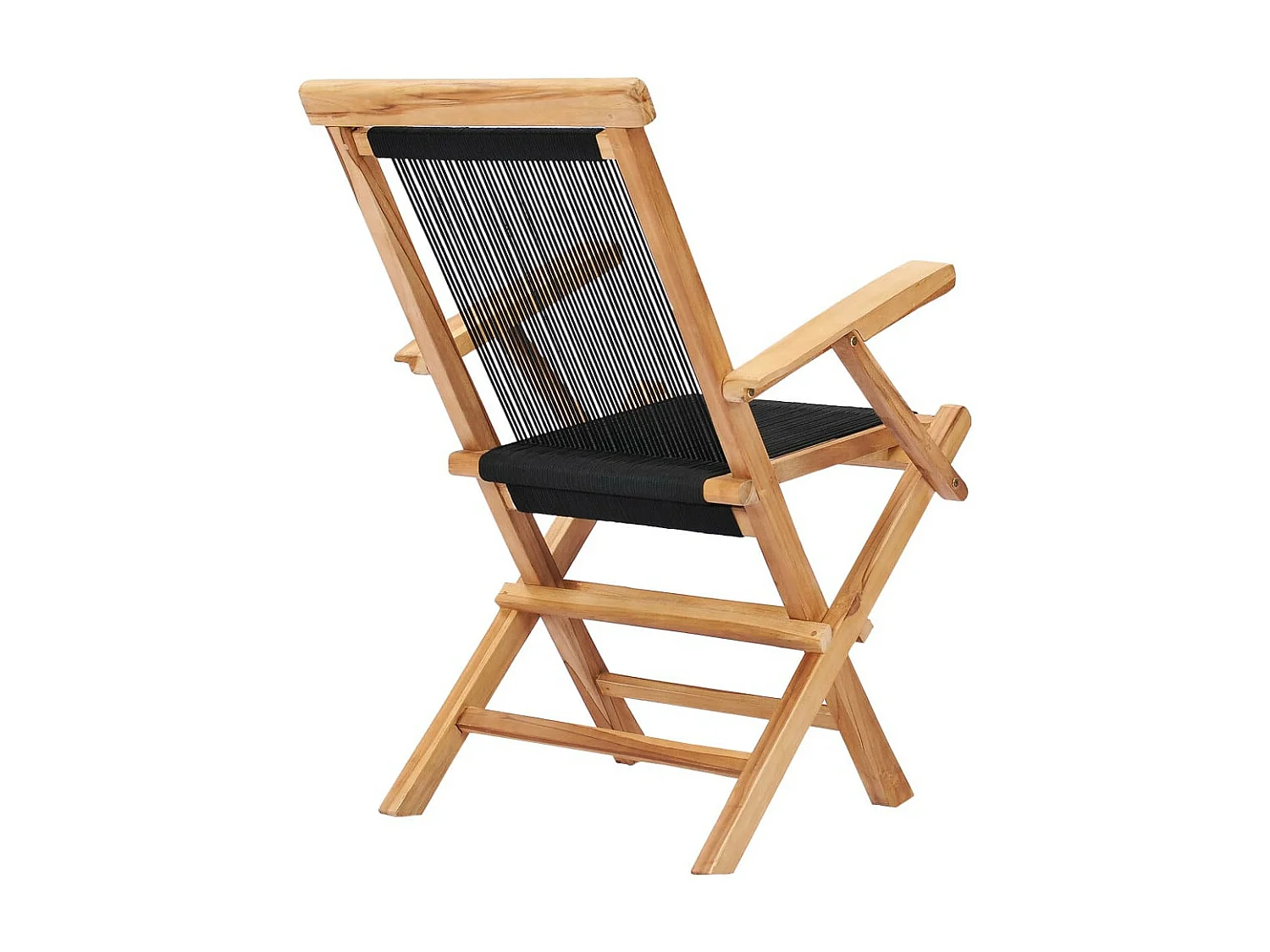 Chaises pliables de jardin 2 pcs Bois de teck solide et corde 2