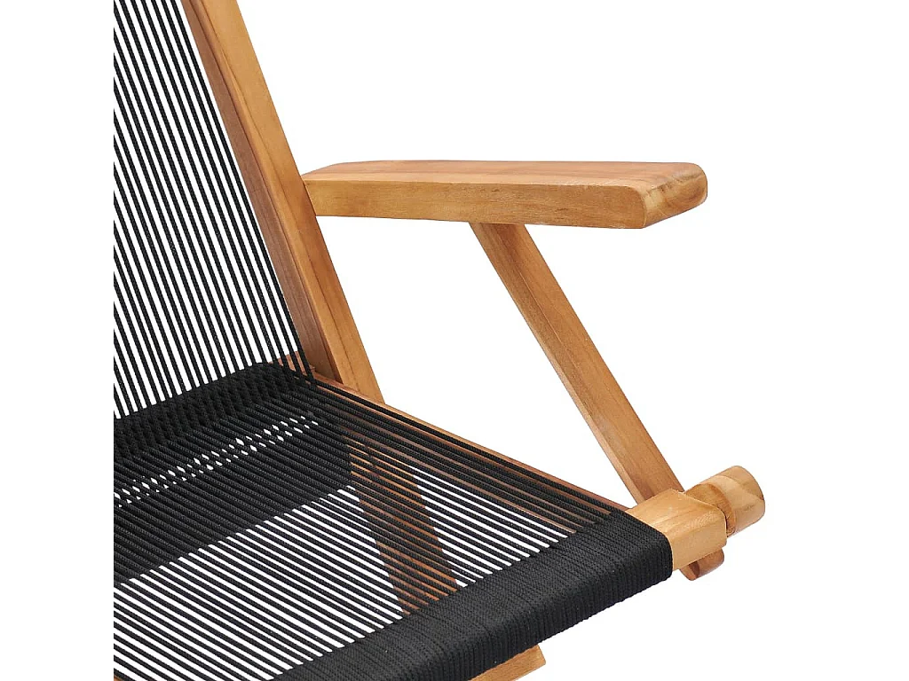 Chaises pliables de jardin 2 pcs Bois de teck solide et corde 2