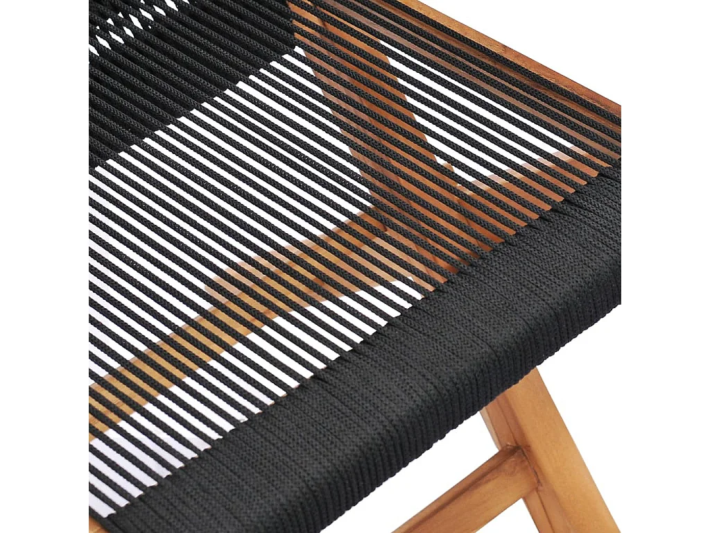 Chaises pliables de jardin 2 pcs Bois de teck solide et corde 2