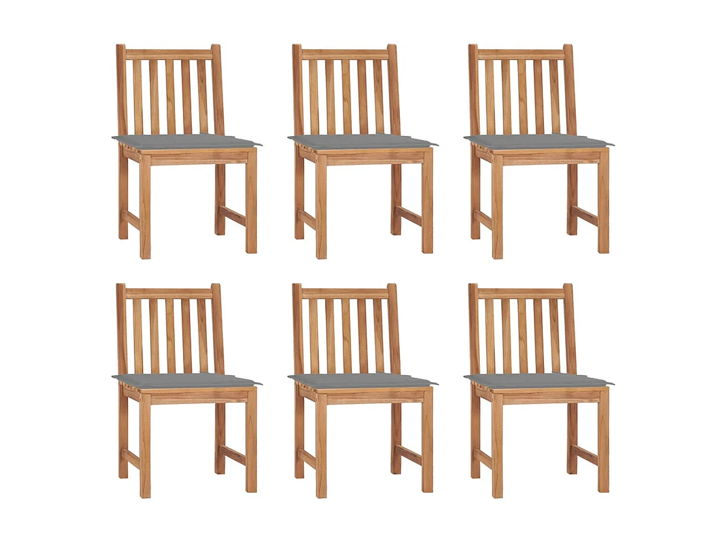 Chaises de jardin 6 pcs avec coussins Bois de teck massif 25
