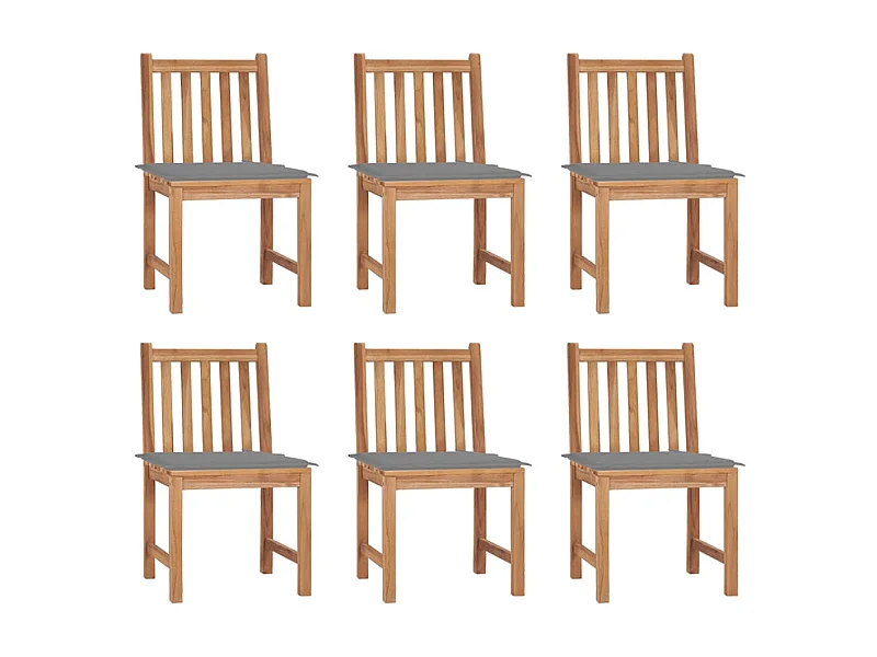 Chaises de jardin 6 pcs avec coussins Bois de teck massif 25