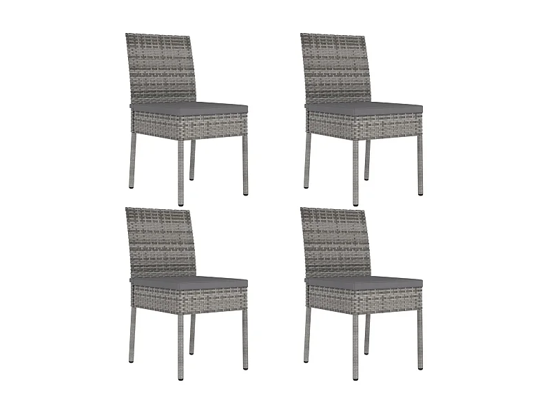 Chaises de salle à manger de jardin 4 pcs Résine tressée Gris 4
