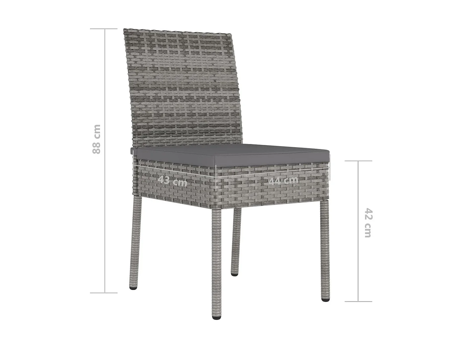 Chaises de salle à manger de jardin 4 pcs Résine tressée Gris 4