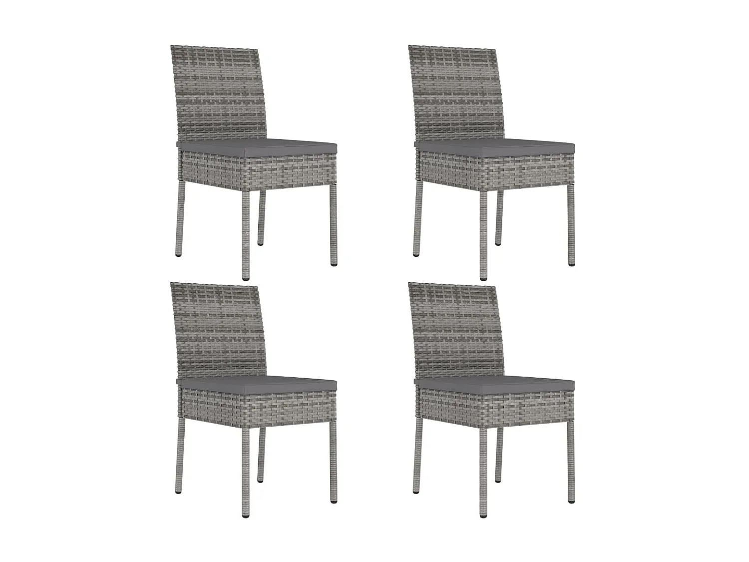 Chaises de salle à manger de jardin 4 pcs Résine tressée Gris 4