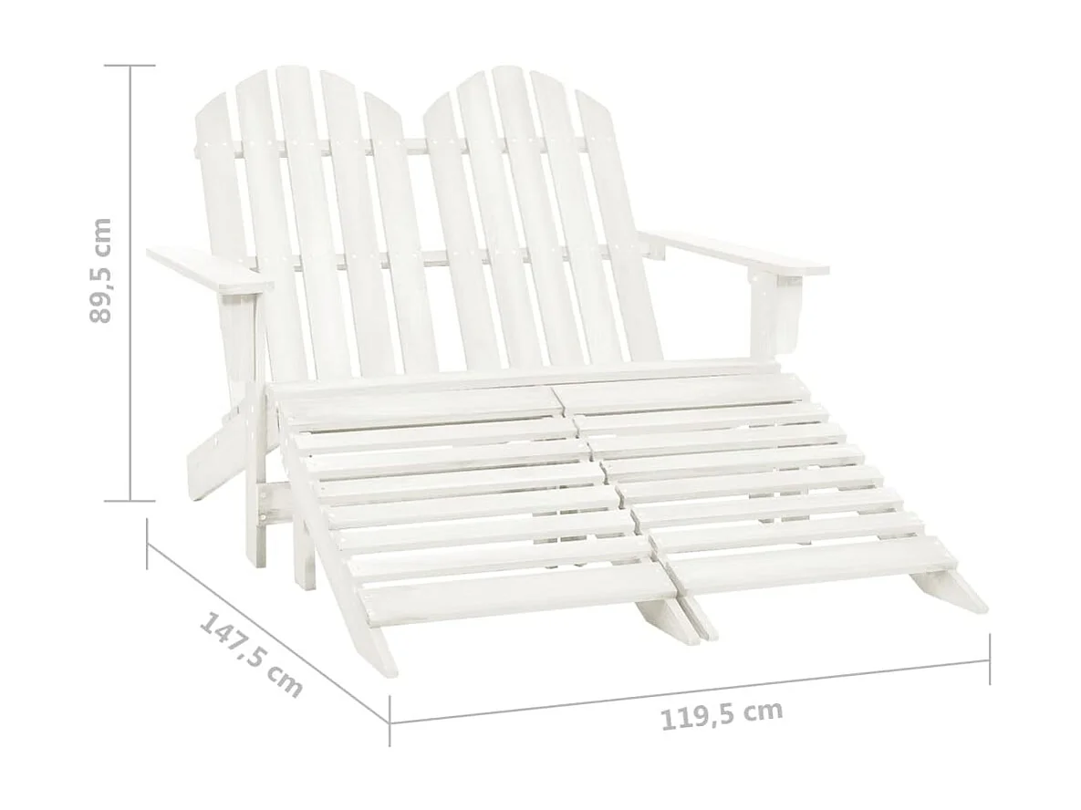 Chaise de jardin Adirondack 2 places et repose-pied Sapin Blanc