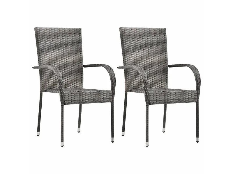 Chaises empilables d'extérieur 2 pcs Gris Résine tressée