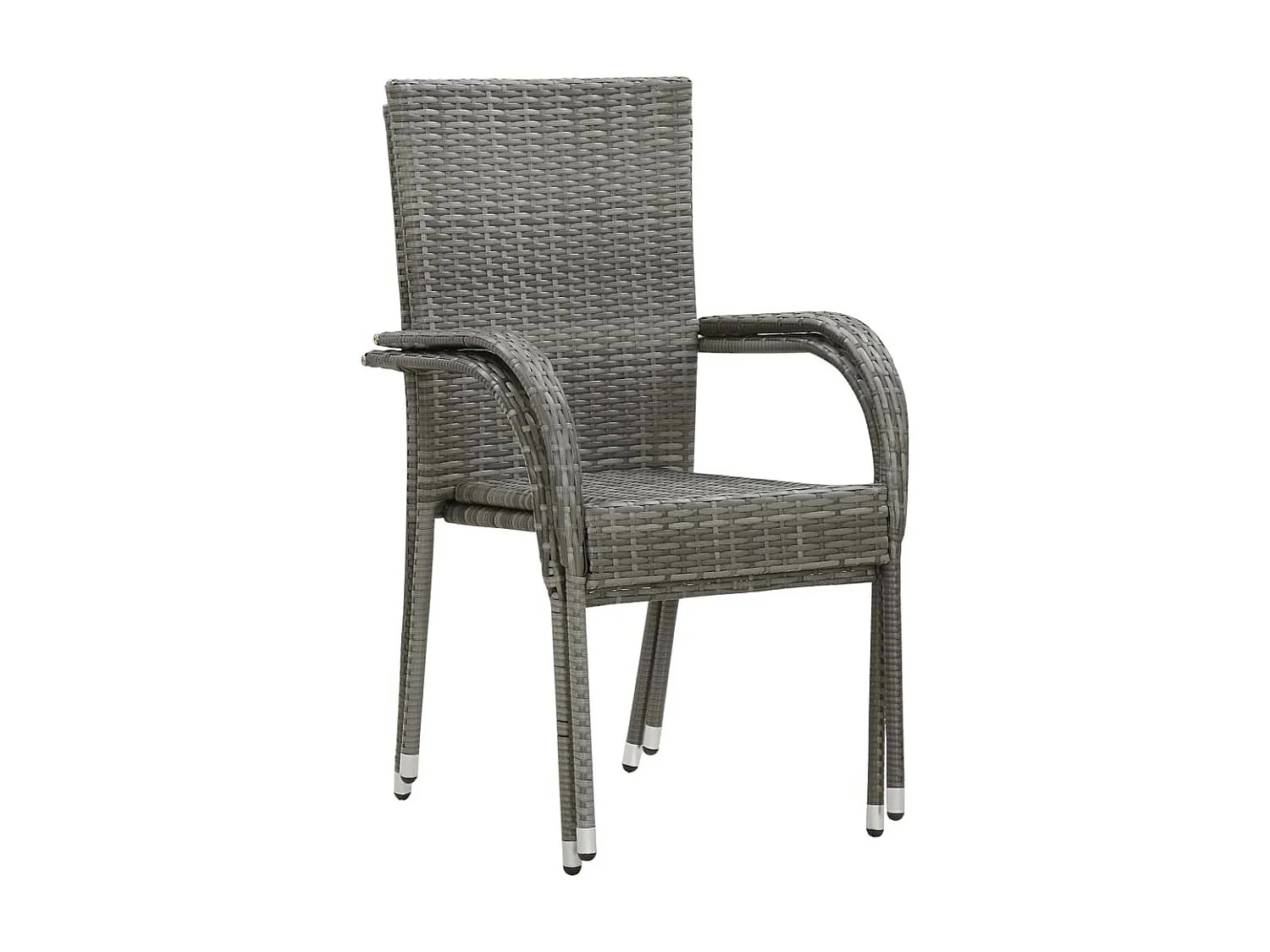 Chaises empilables d'extérieur 2 pcs Gris Résine tressée