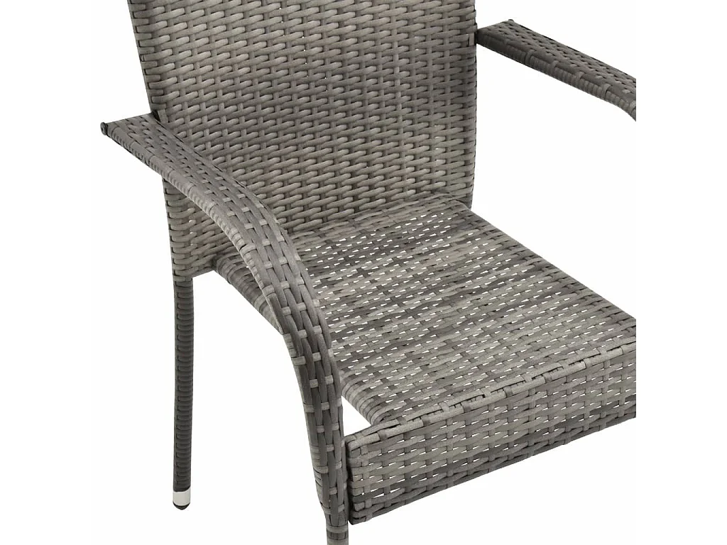 Chaises empilables d'extérieur 2 pcs Gris Résine tressée